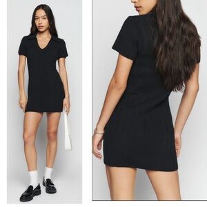 Reformation Janine Cotton Knit Short Sleeve Casual Sweater Mini Dress Size Small